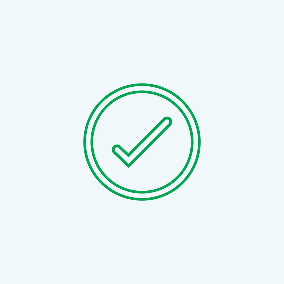 Check mark green line icons. Vector illustration. - Vector