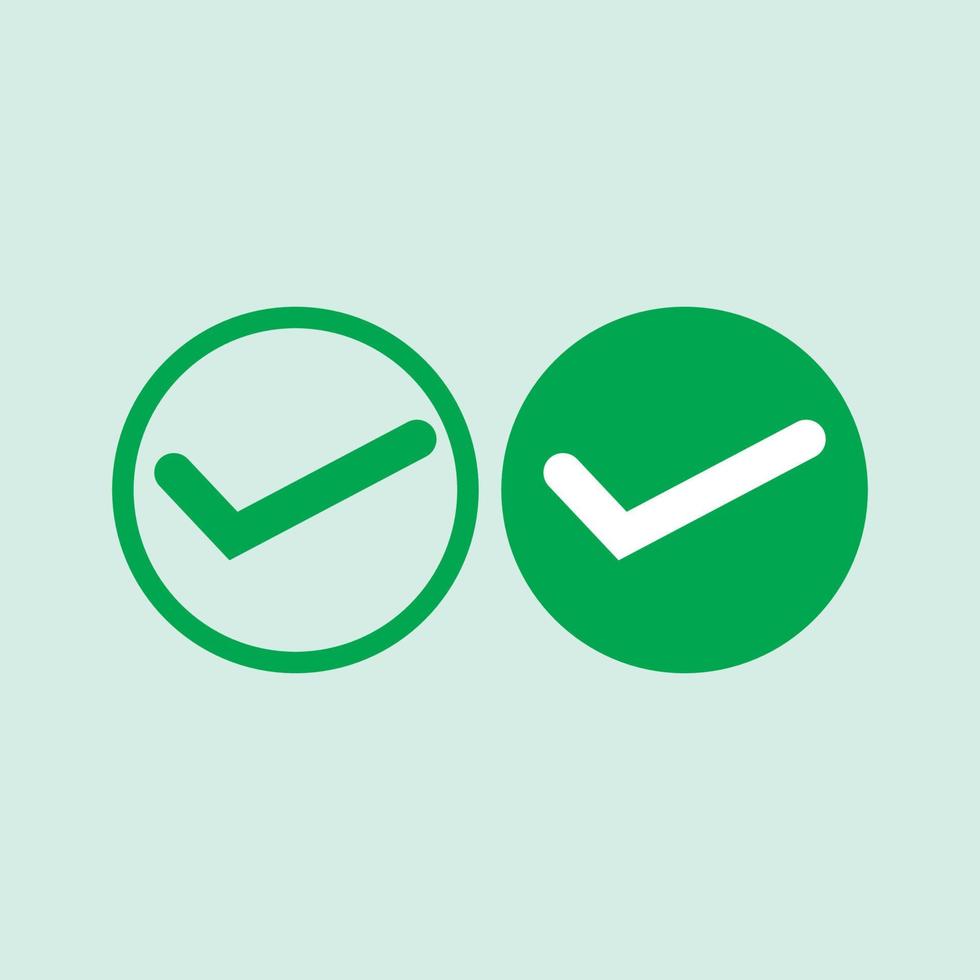 Check mark green line icons. Vector illustration. - Vector