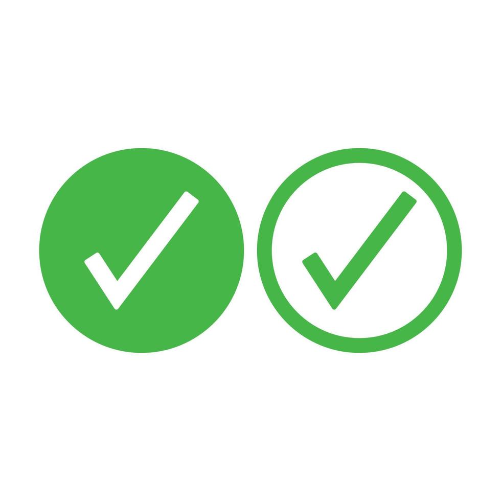 Check mark green line icons. Vector illustration. - Vector
