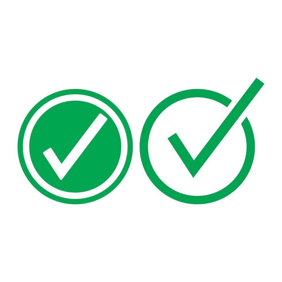 Check mark green line icons. Vector illustration. - Vector