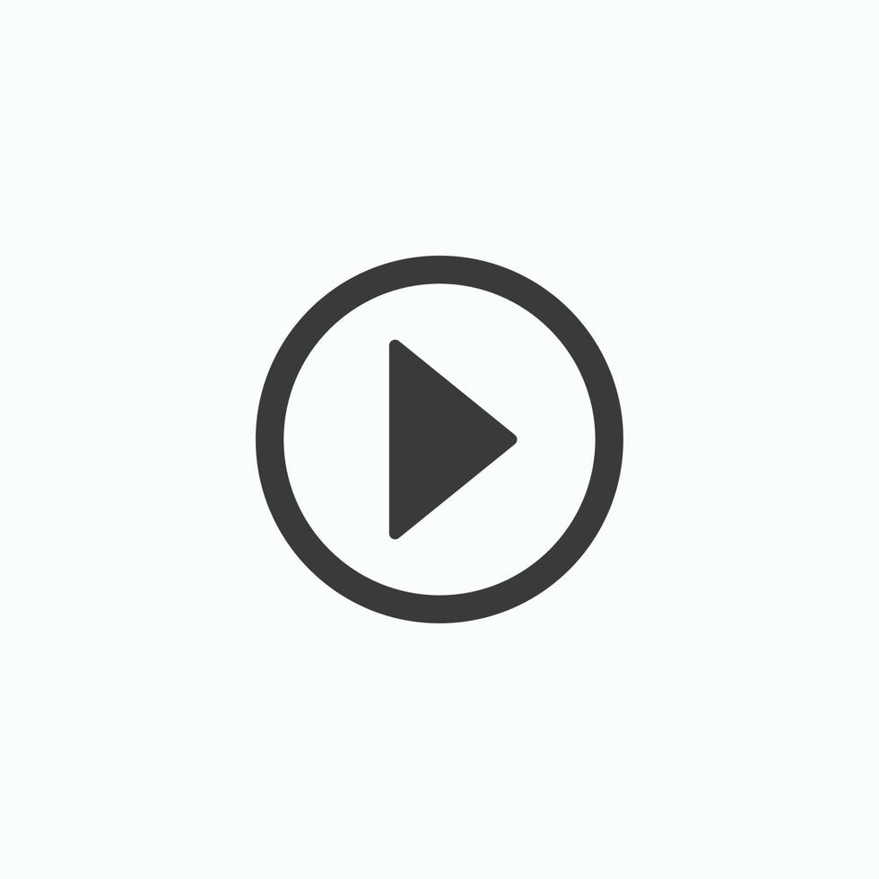 Play button icon in trendy flat style isolated on grey background. Play symbol for your web site design, logo, app, UI. Vector illustration