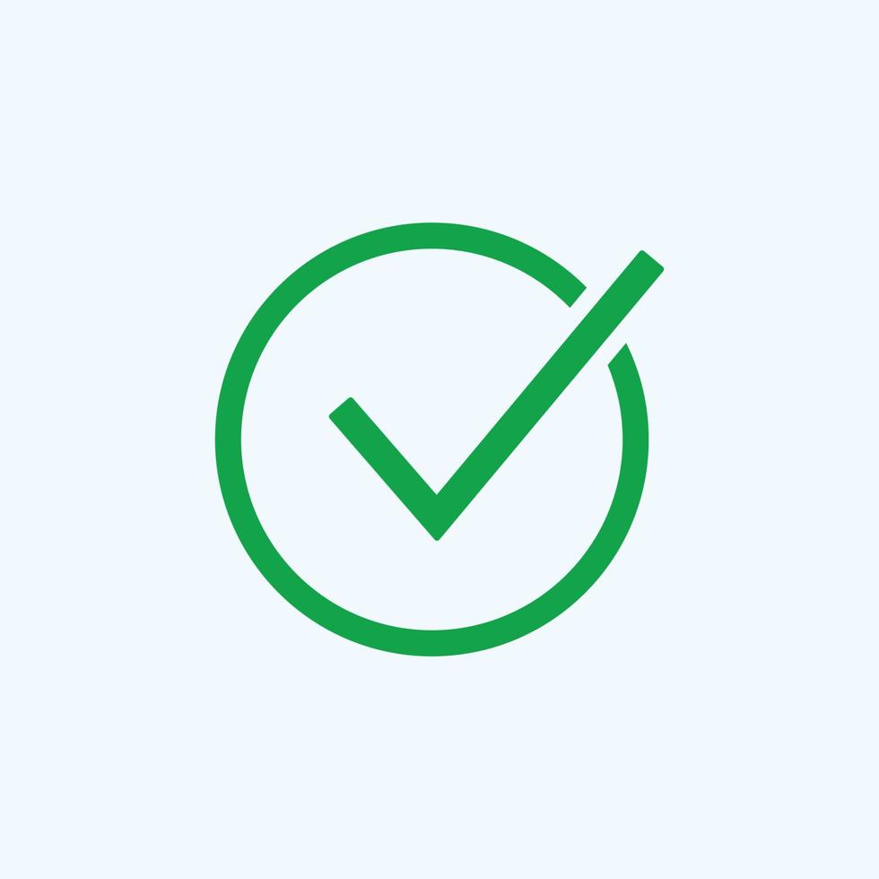 Check mark green line icons. Vector illustration. - Vector