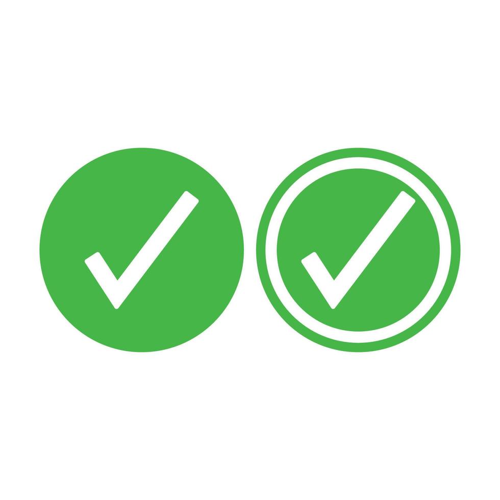 Check mark green line icons. Vector illustration. - Vector