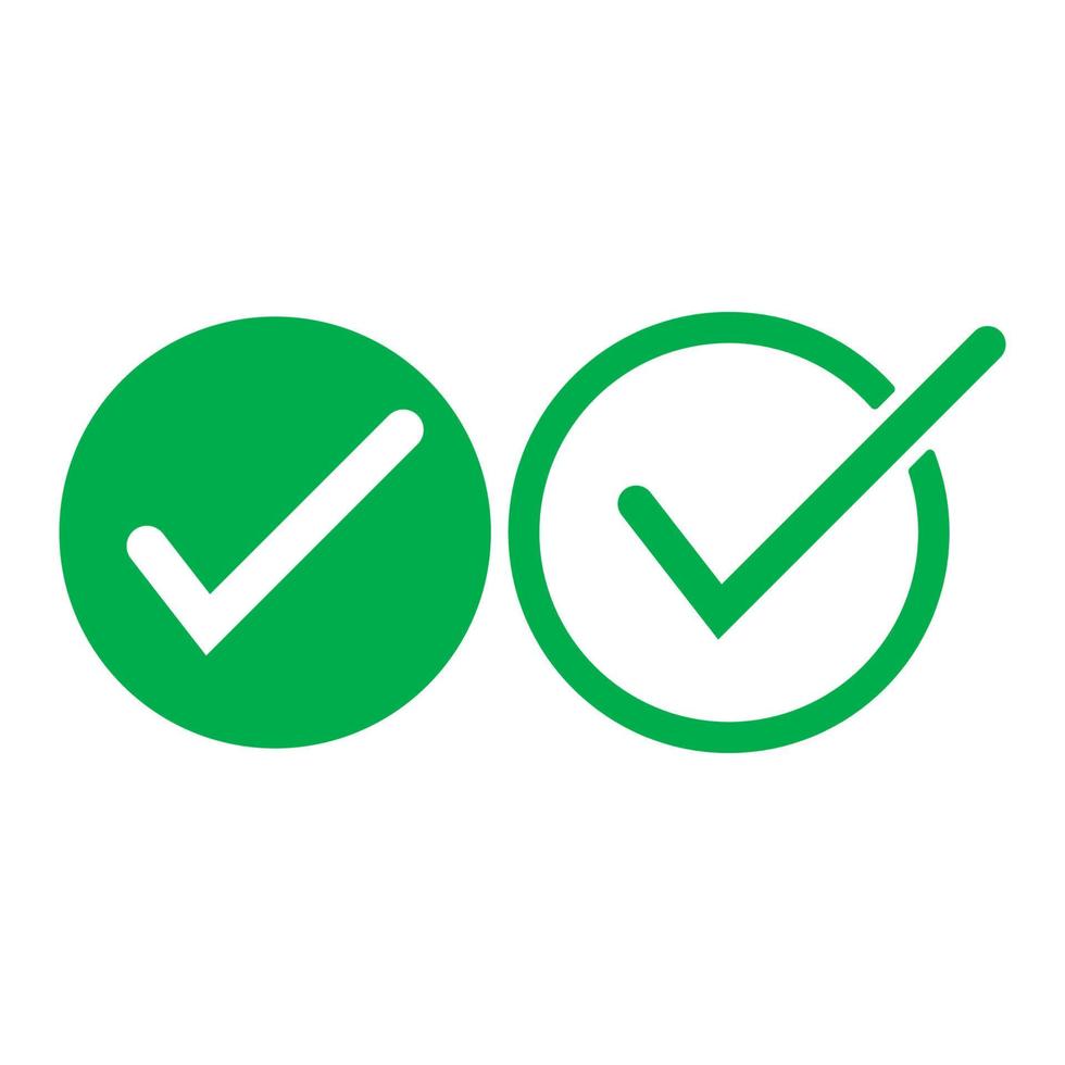 Check mark green line icons. Vector illustration. - Vector