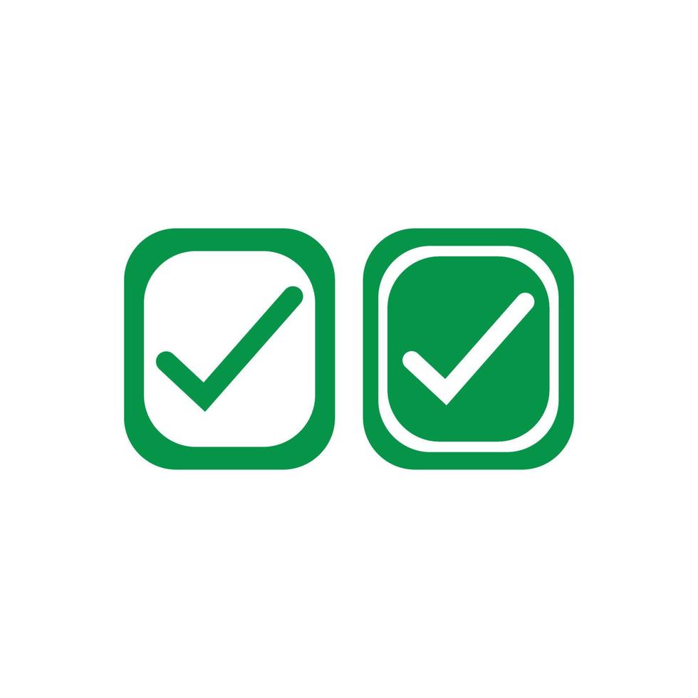 Check mark green line icons. Vector illustration. - Vector