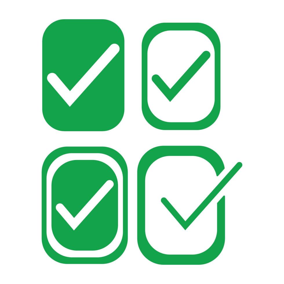 Check mark green line icons. Vector illustration. - Vector