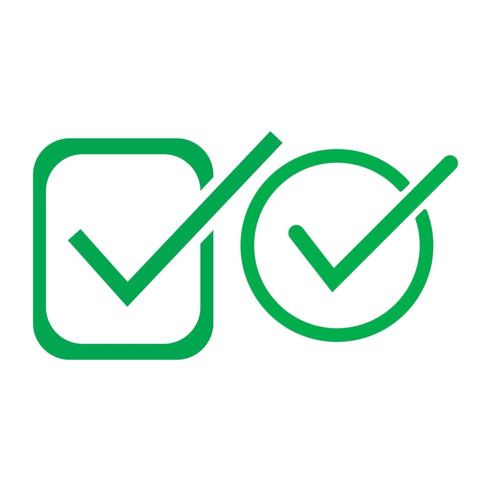 Check mark green line icons. Vector illustration. - Vector