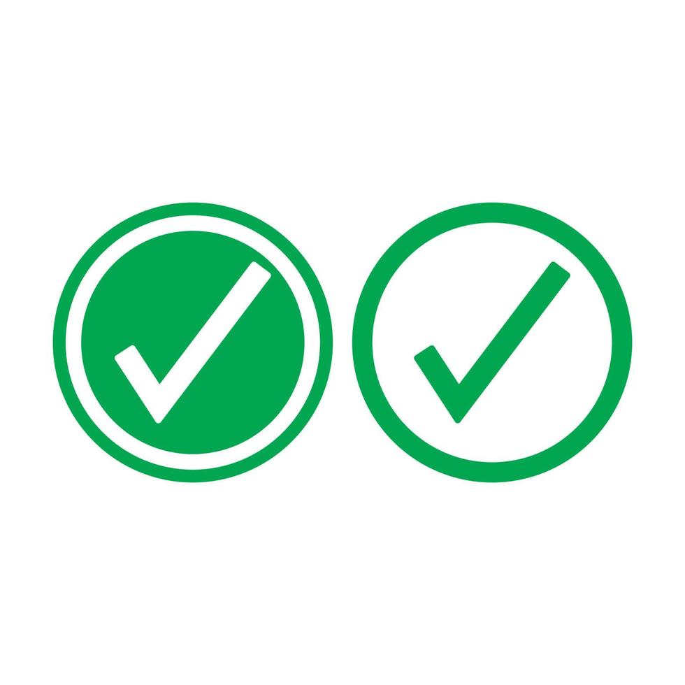 Check mark green line icons. Vector illustration. - Vector