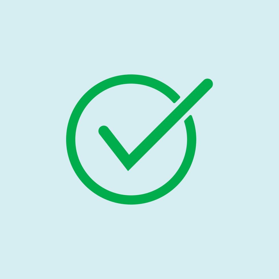 Check mark green line icons. Vector illustration. - Vector