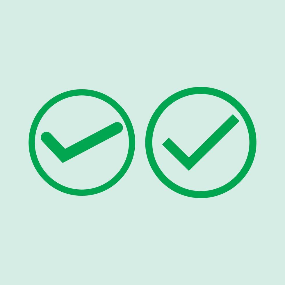Check mark green line icons. Vector illustration. - Vector