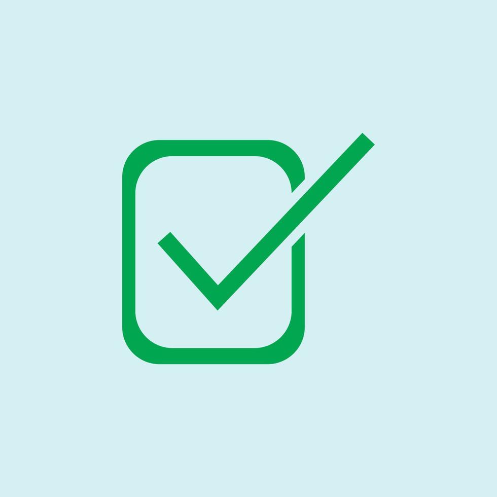 Check mark green line icons. Vector illustration. - Vector