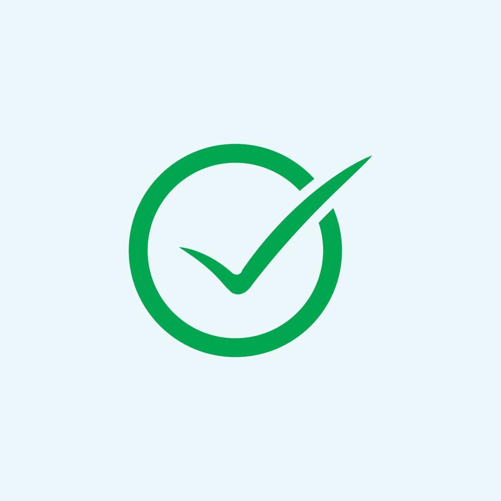 Check mark green line icons. Vector illustration. - Vector