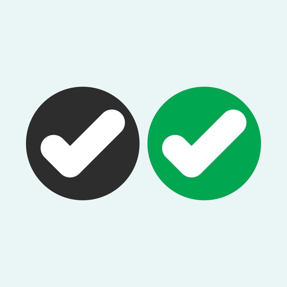 Check mark green line icons. Vector illustration. - Vector