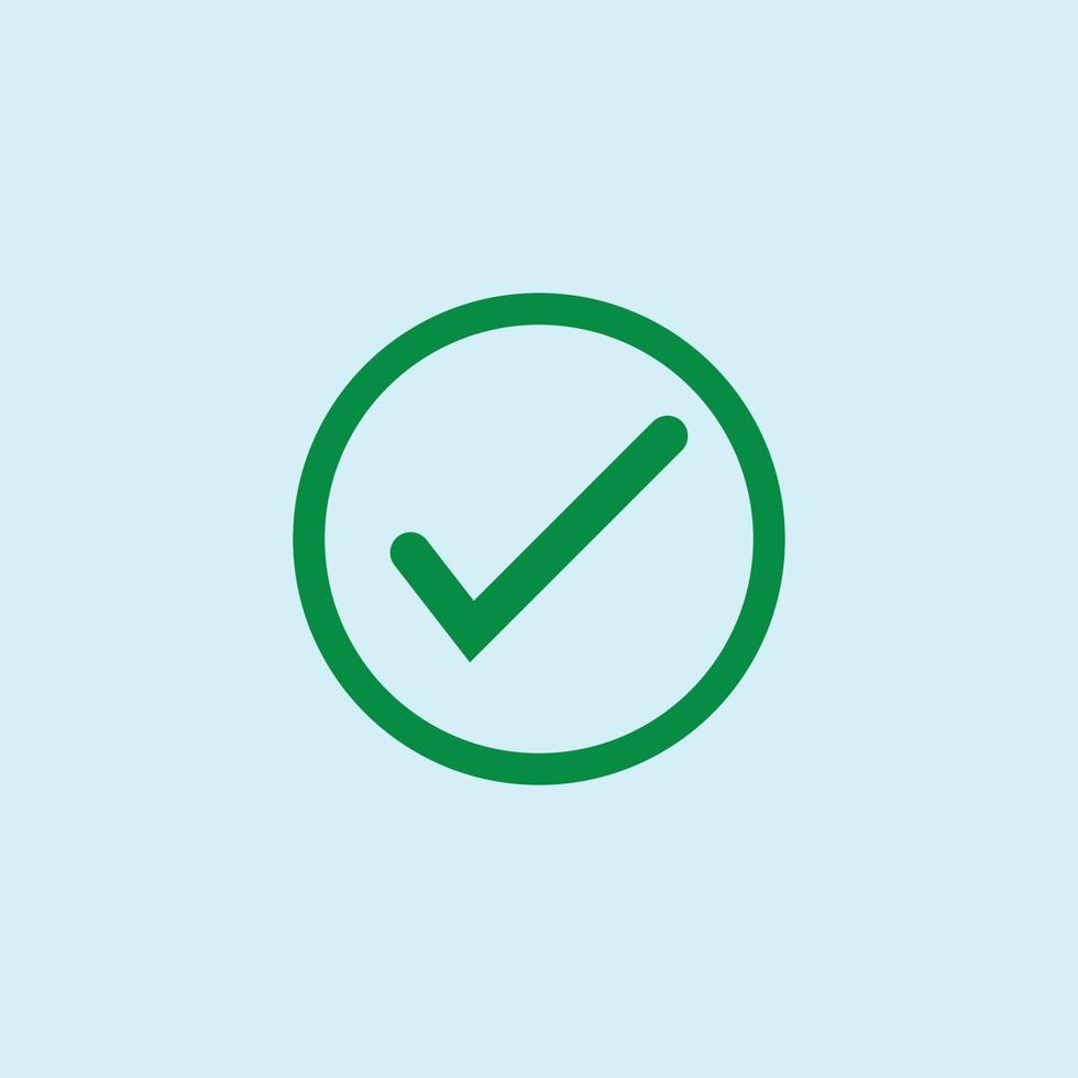 Check mark green line icons. Vector illustration. - Vector