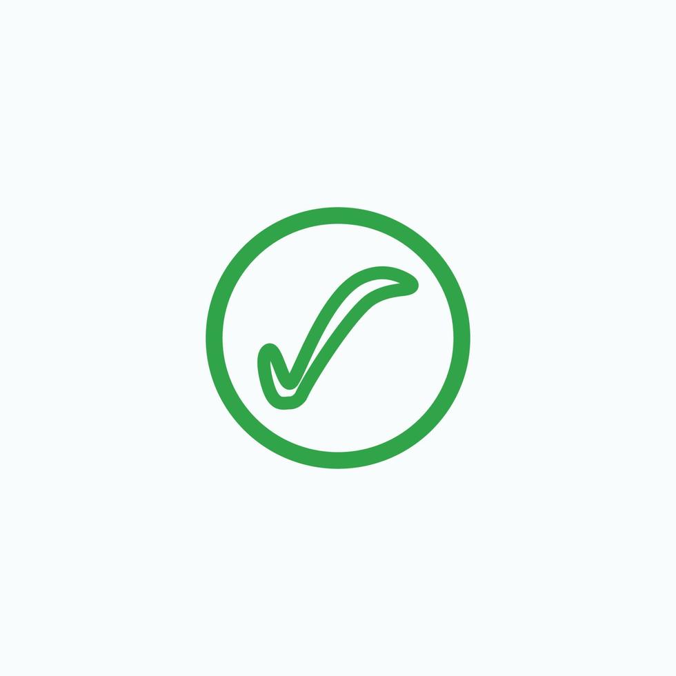 Check mark green line icons. Vector illustration. - Vector