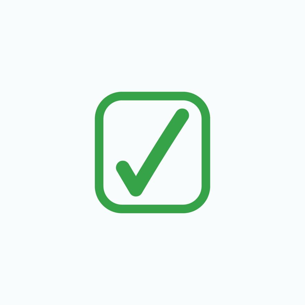 Check mark green line icons. Vector illustration. - Vector