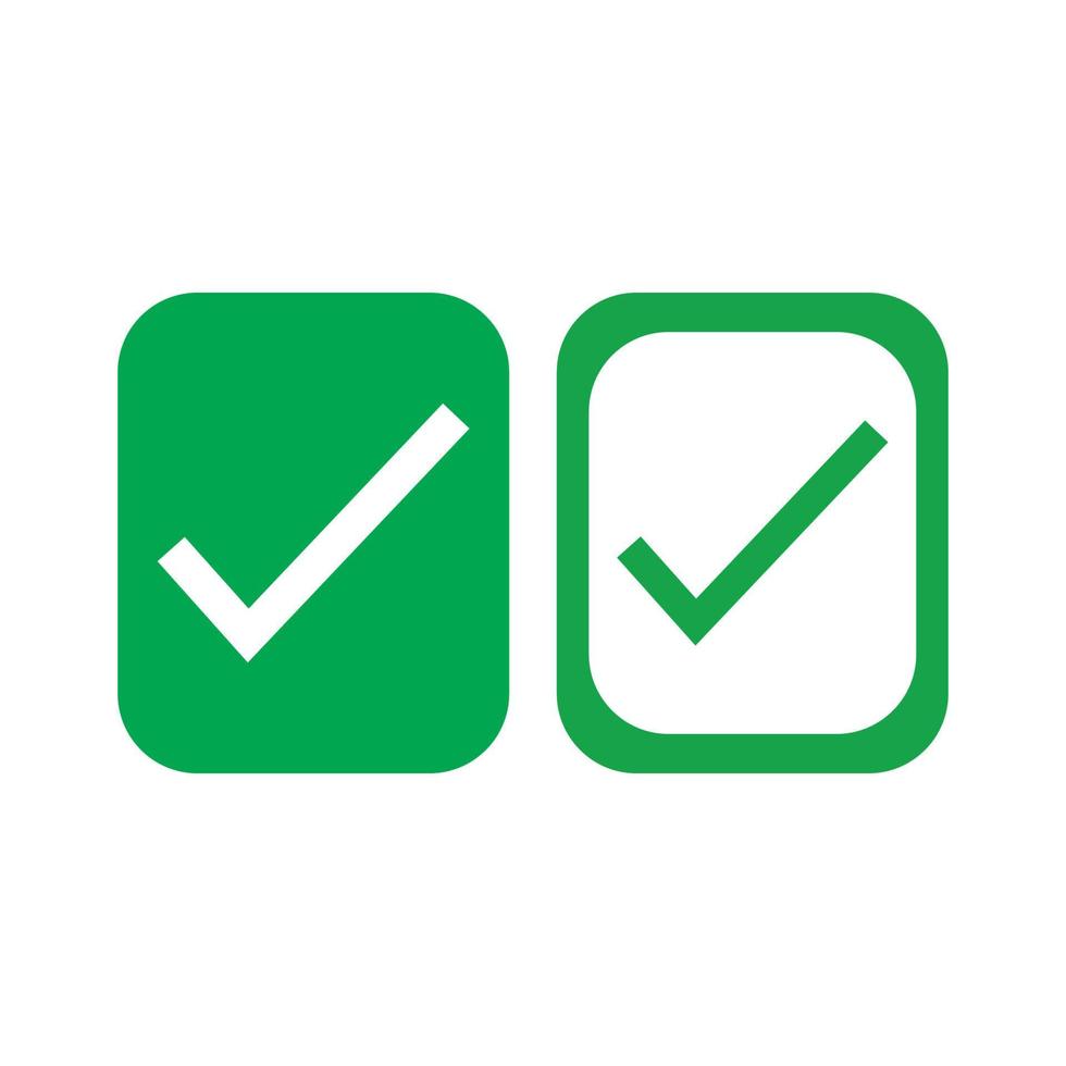 Check mark green line icons. Vector illustration. - Vector