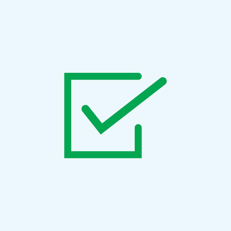 Check mark green line icons. Vector illustration. - Vector