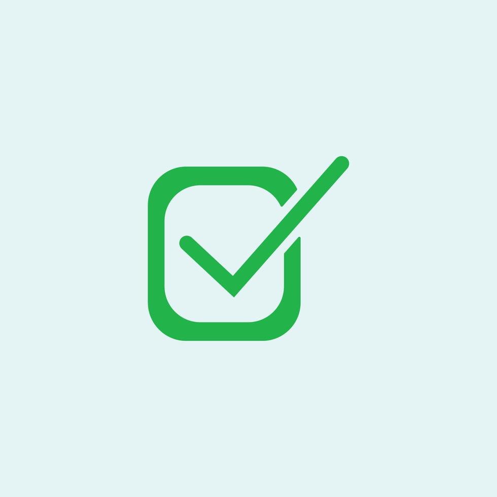 Check mark green line icons. Vector illustration. - Vector