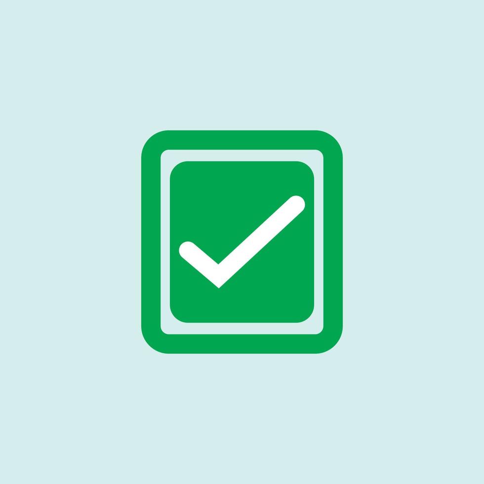 Check mark green line icons. Vector illustration. - Vector