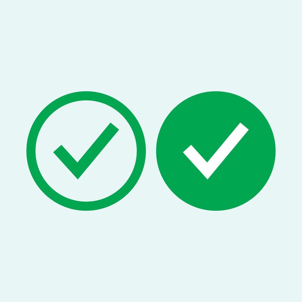 Check mark green line icons. Vector illustration. - Vector