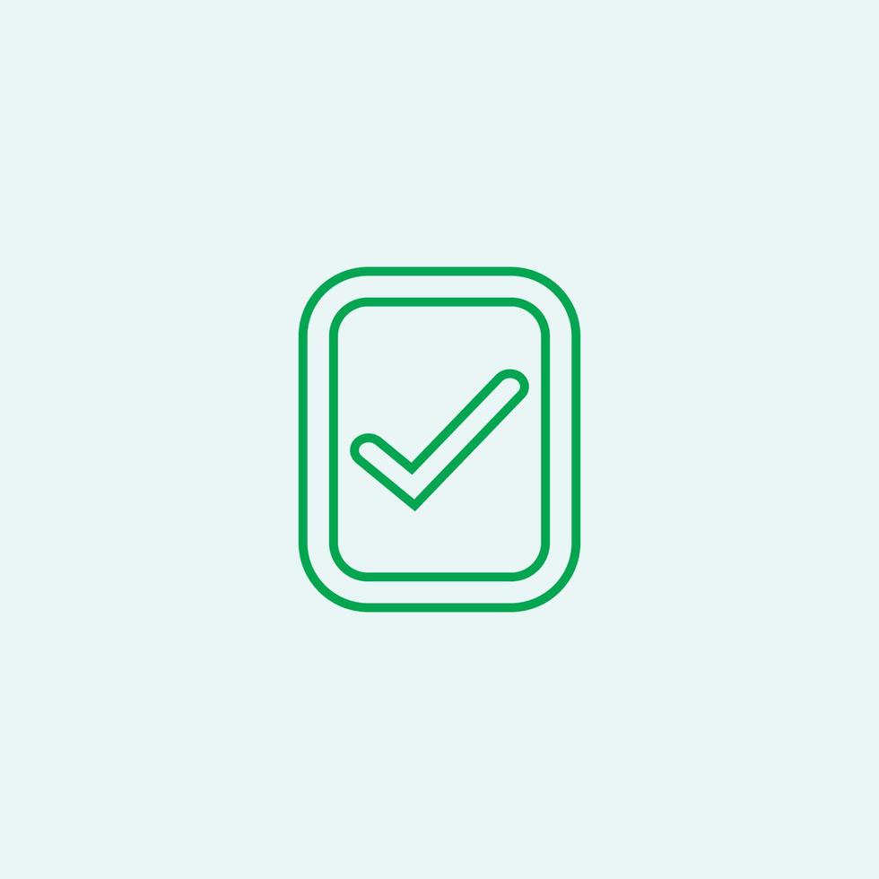 Check mark green line icons. Vector illustration. - Vector