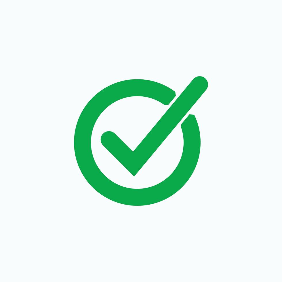 Check mark green line icons. Vector illustration. - Vector