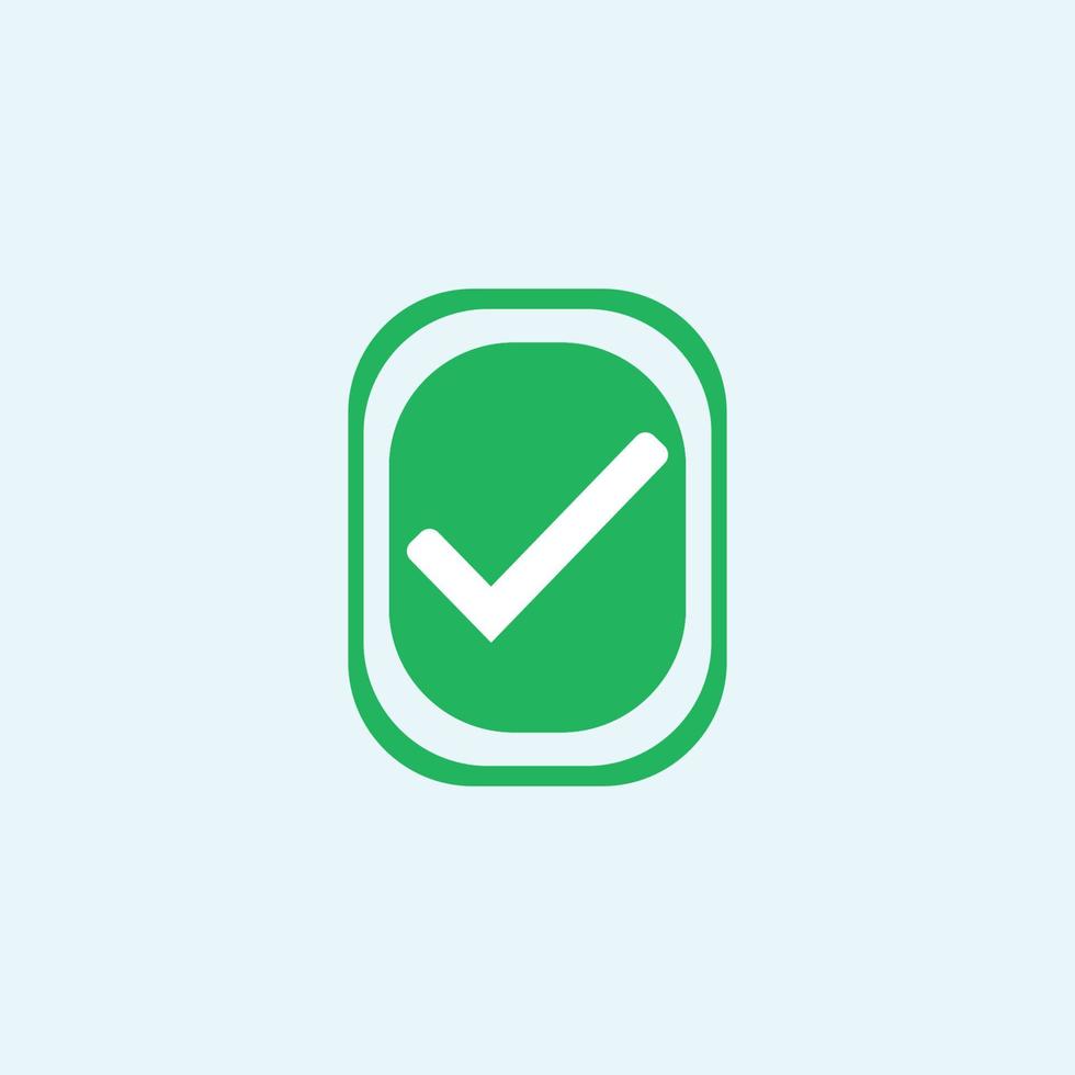 Check mark green line icons. Vector illustration. - Vector