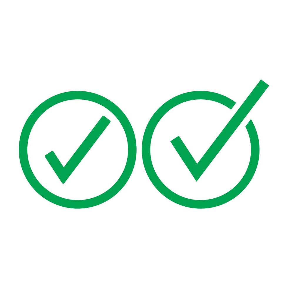 Check mark green line icons. Vector illustration. - Vector