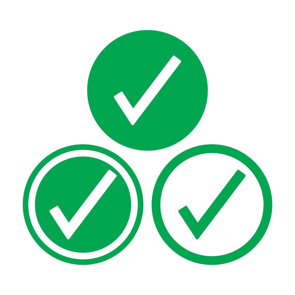 Check mark green line icons. Vector illustration. - Vector