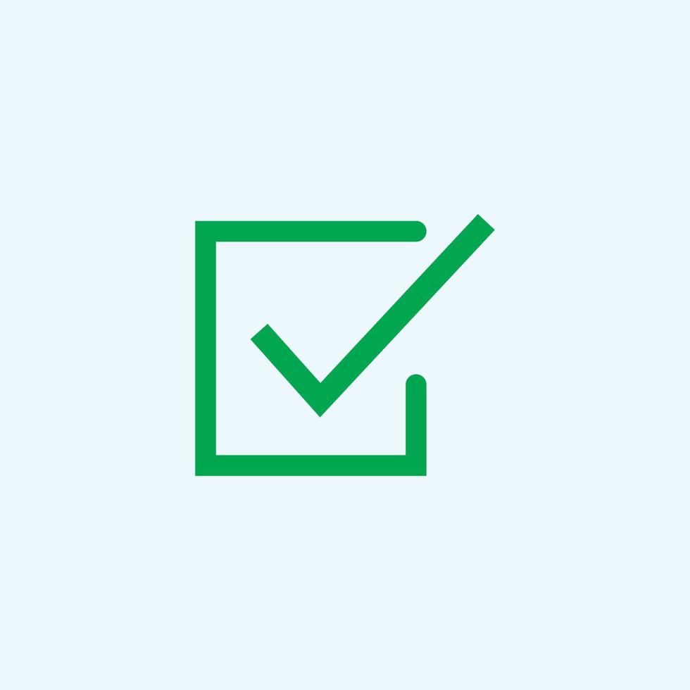 Check mark green line icons. Vector illustration. - Vector