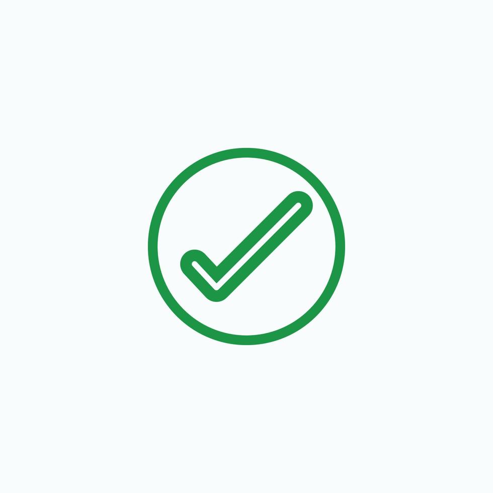 Check mark green line icons. Vector illustration. - Vector