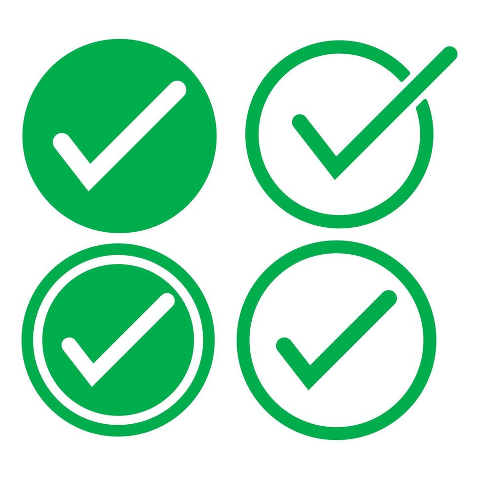 Check mark green line icons. Vector illustration. - Vector