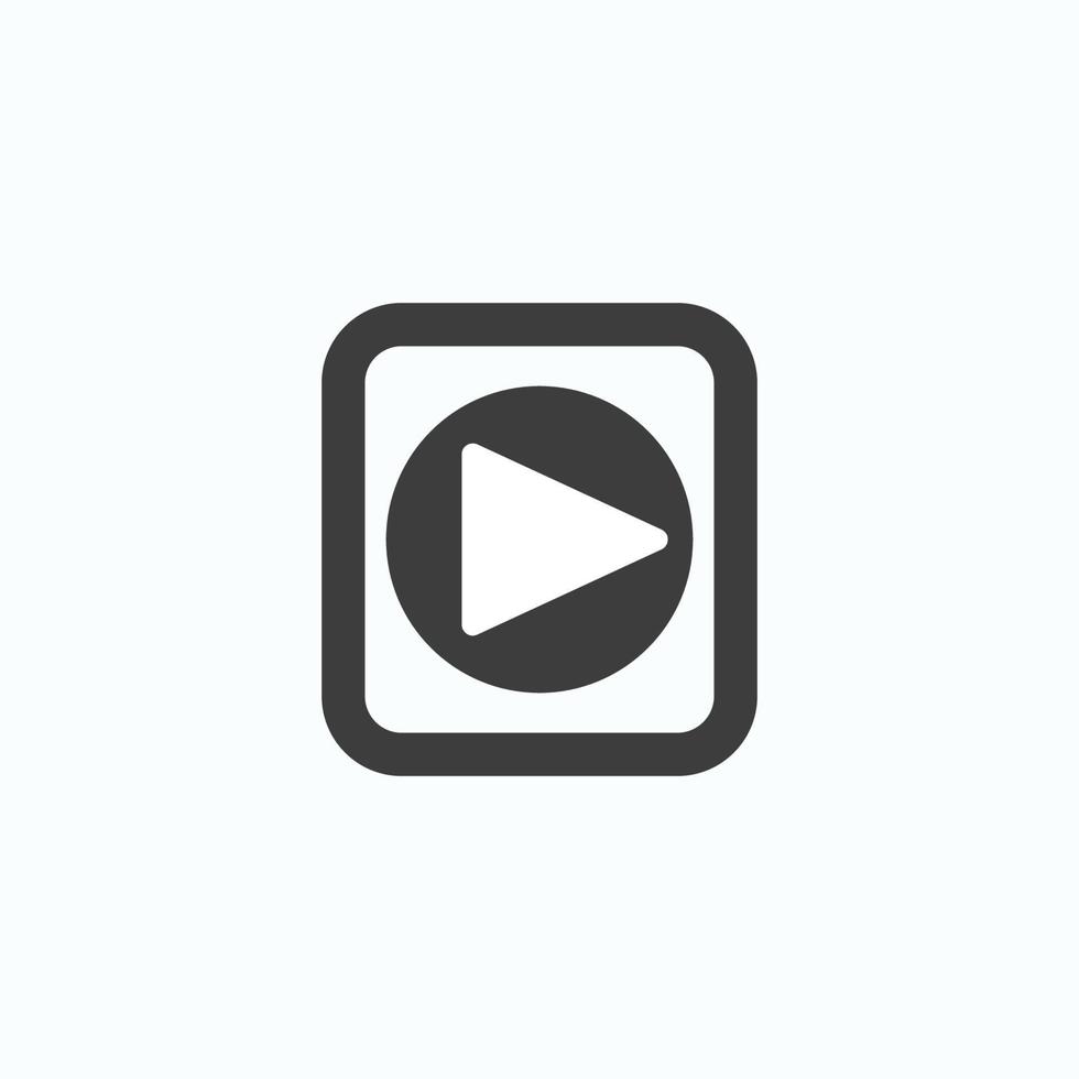 Play button icon in trendy flat style isolated on grey background. Play symbol for your web site design, logo, app, UI. Vector illustration