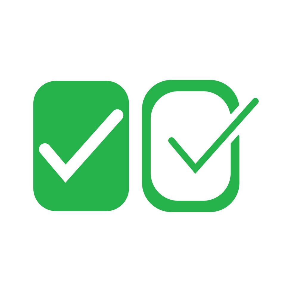 Check mark green line icons. Vector illustration. - Vector