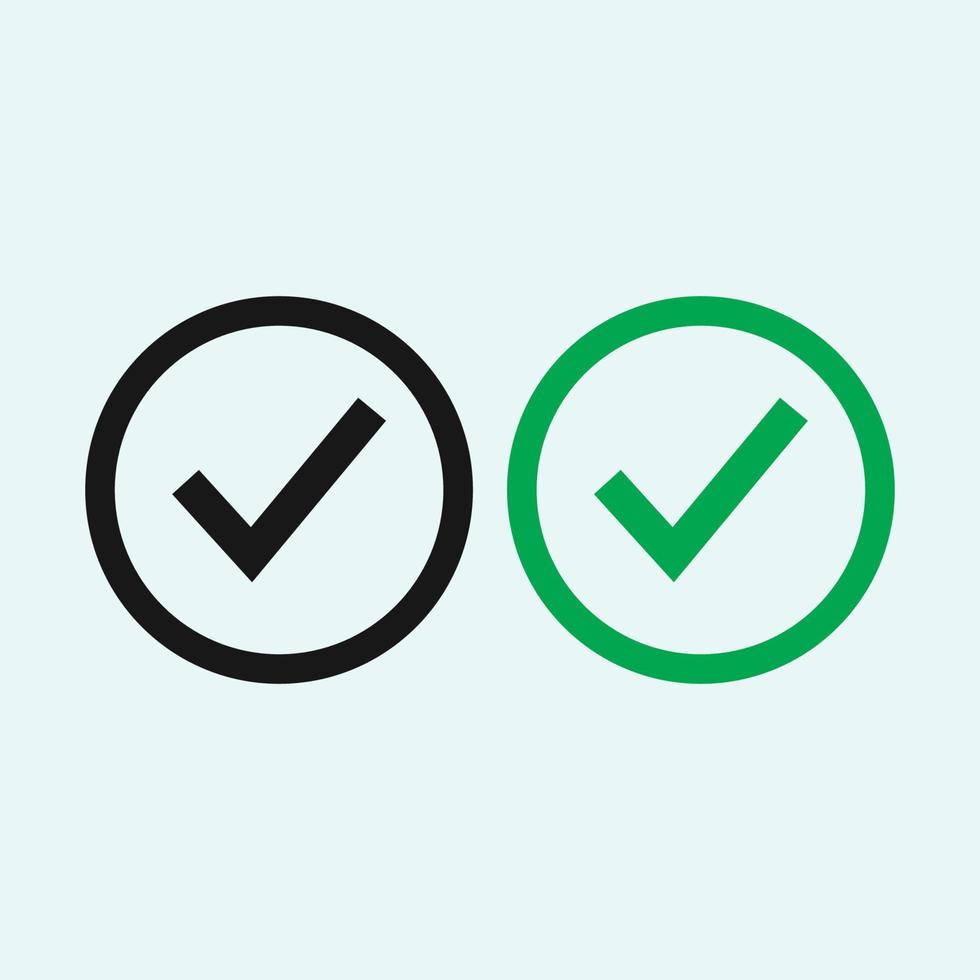 Check mark green line icons. Vector illustration. - Vector