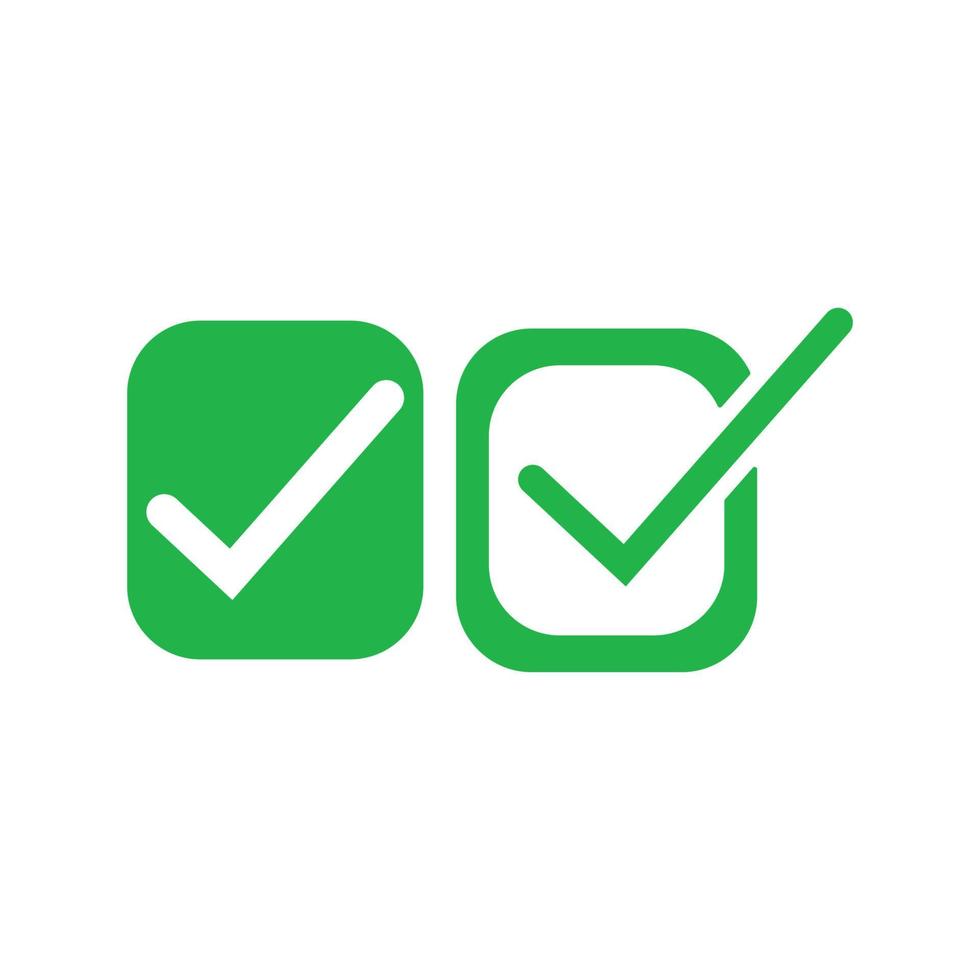 Check mark green line icons. Vector illustration. - Vector