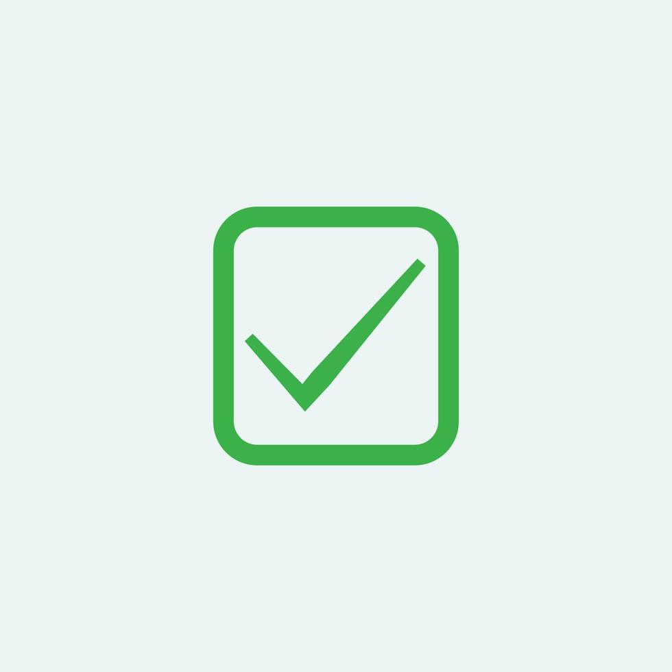 Check mark green line icons. Vector illustration. - Vector