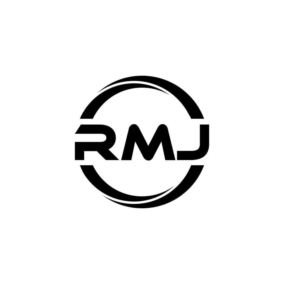 RMJ letter logo design in illustration. Vector logo, calligraphy designs for logo, Poster, Invitation, etc.