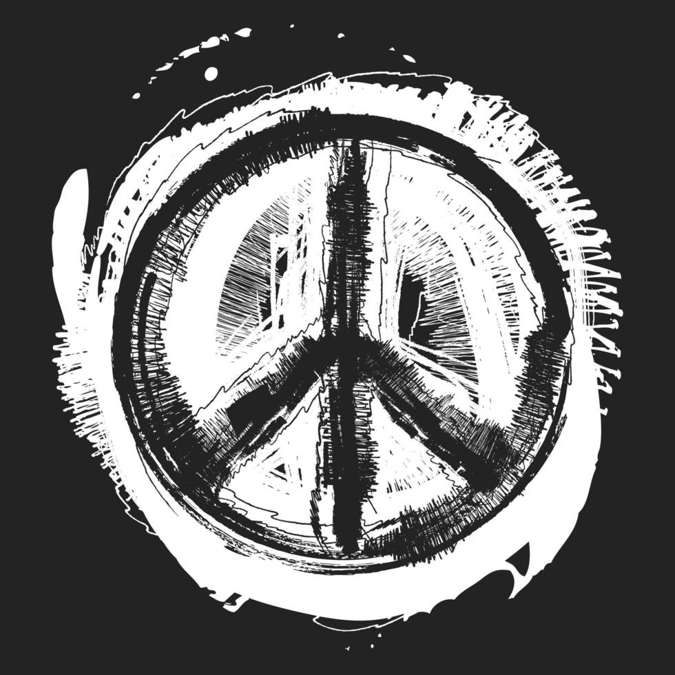 Peace sign symbol. Brush hand drawn. Grunge painted symbol of peace on black  background 18887250 Vector Art at Vecteezy