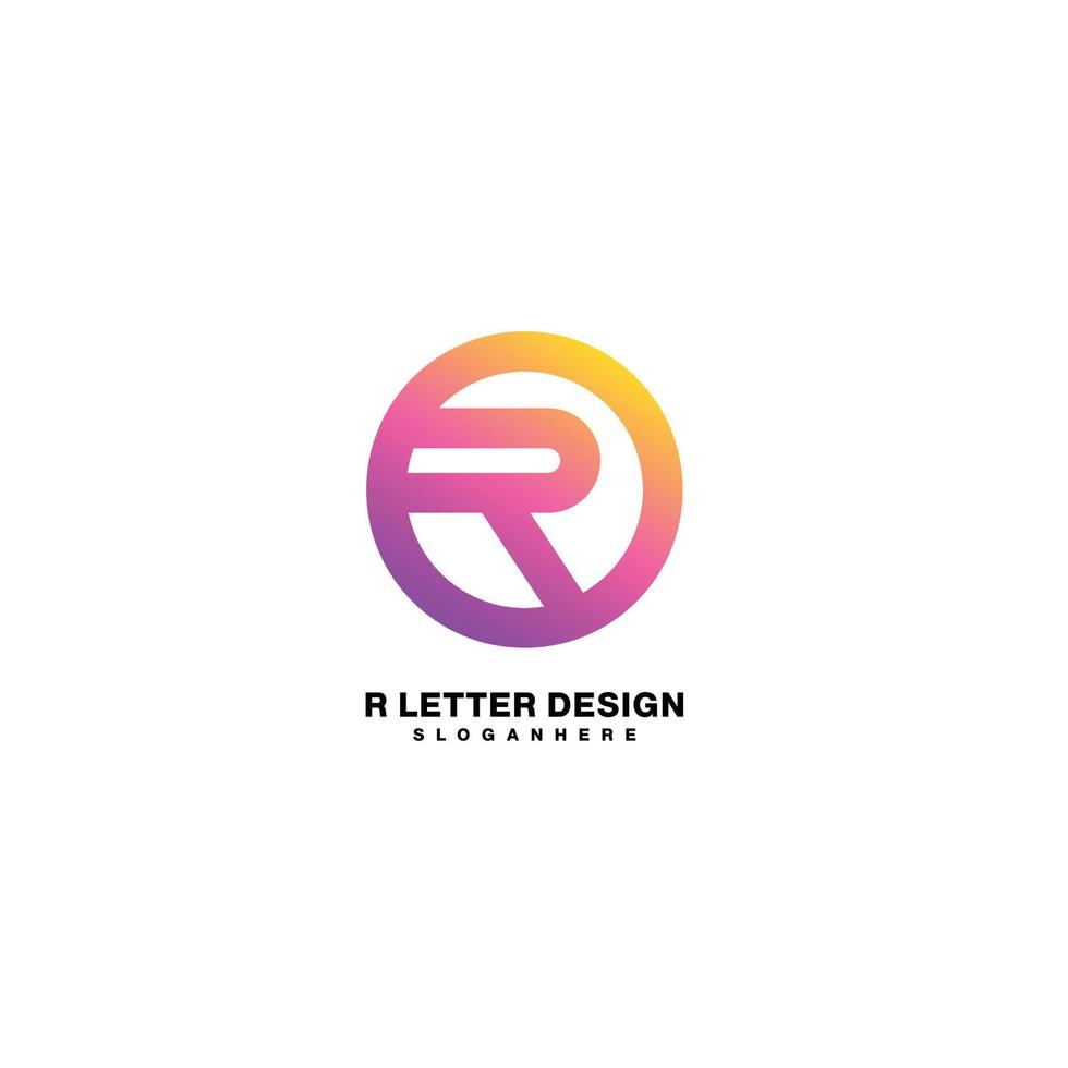 letter r in round design symbol logo for business vector
