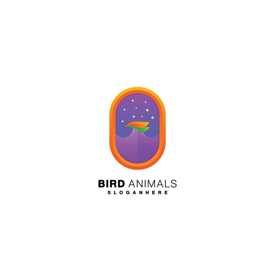 Águila de aves en plantilla de diseño de logotipo de marco colorido vector