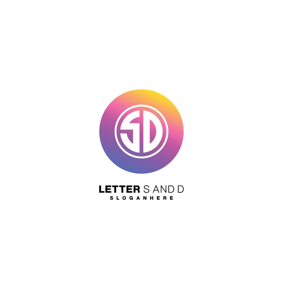 letter s and d round logo elegant color design vector