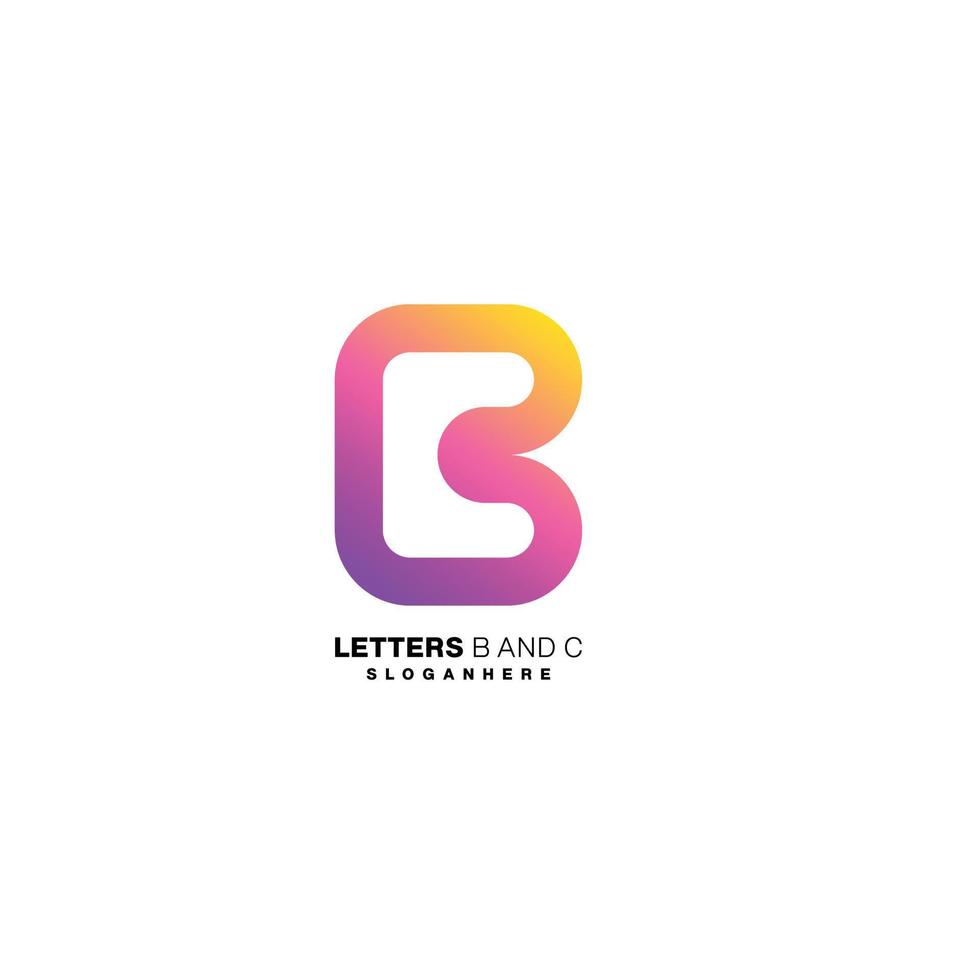 letra b y c diseño de logotipo línea degradado color vector