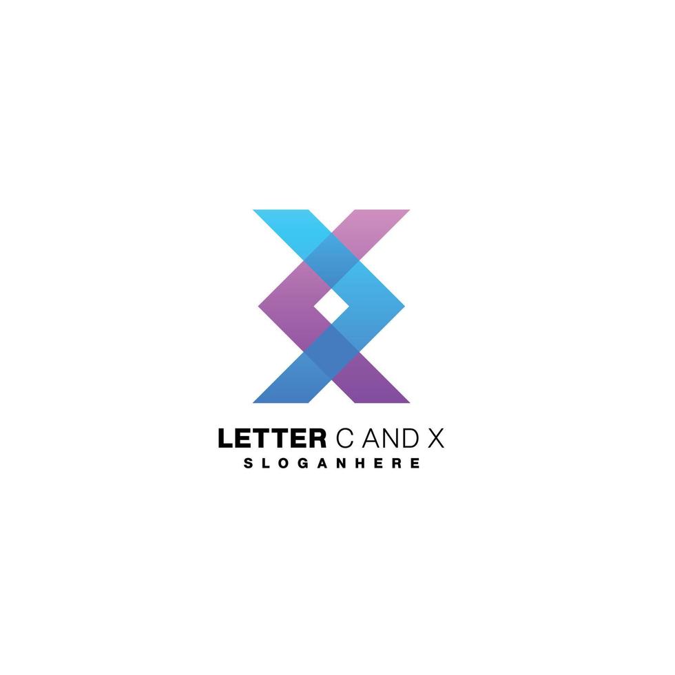 letter c and x logo gradient color design style initial vector