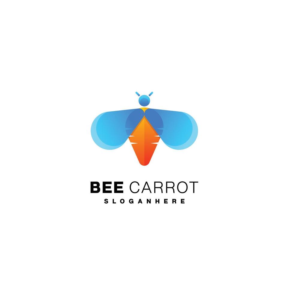 bee carrot logo combination design template icon vector
