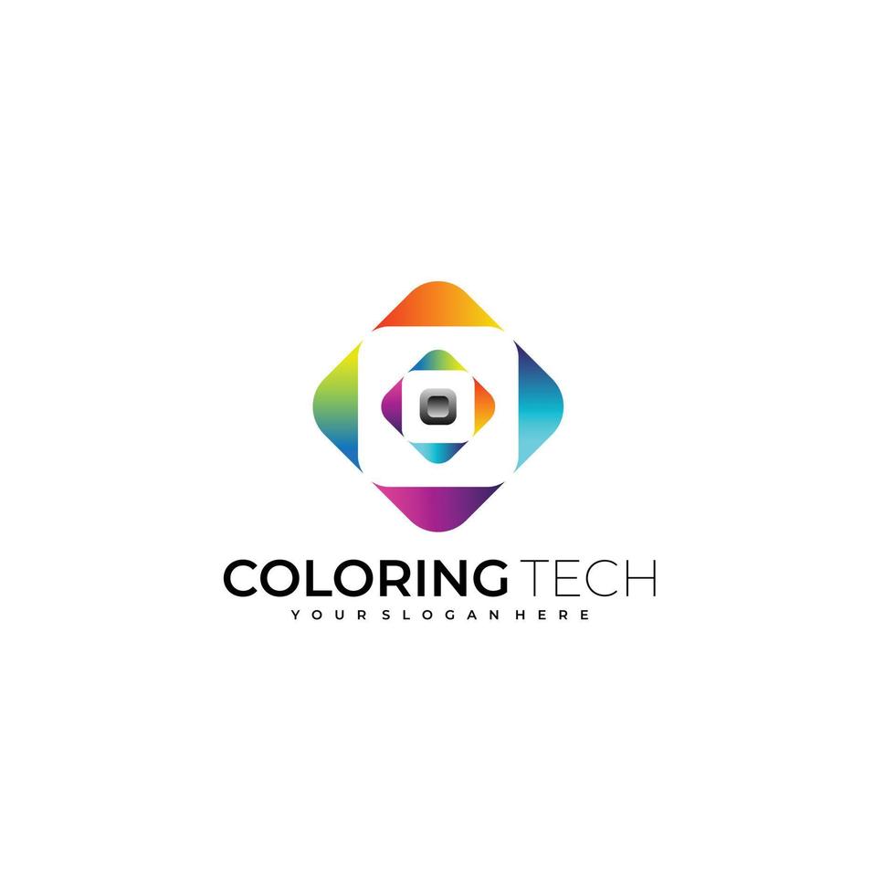 camera tech logo gradient colorful design icon vector