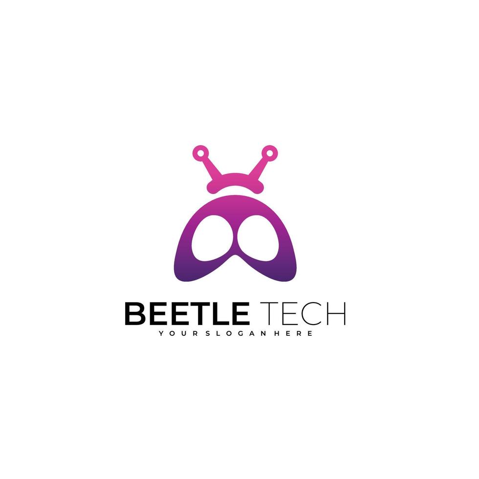 beetle tech logo illustration design gradient color vector