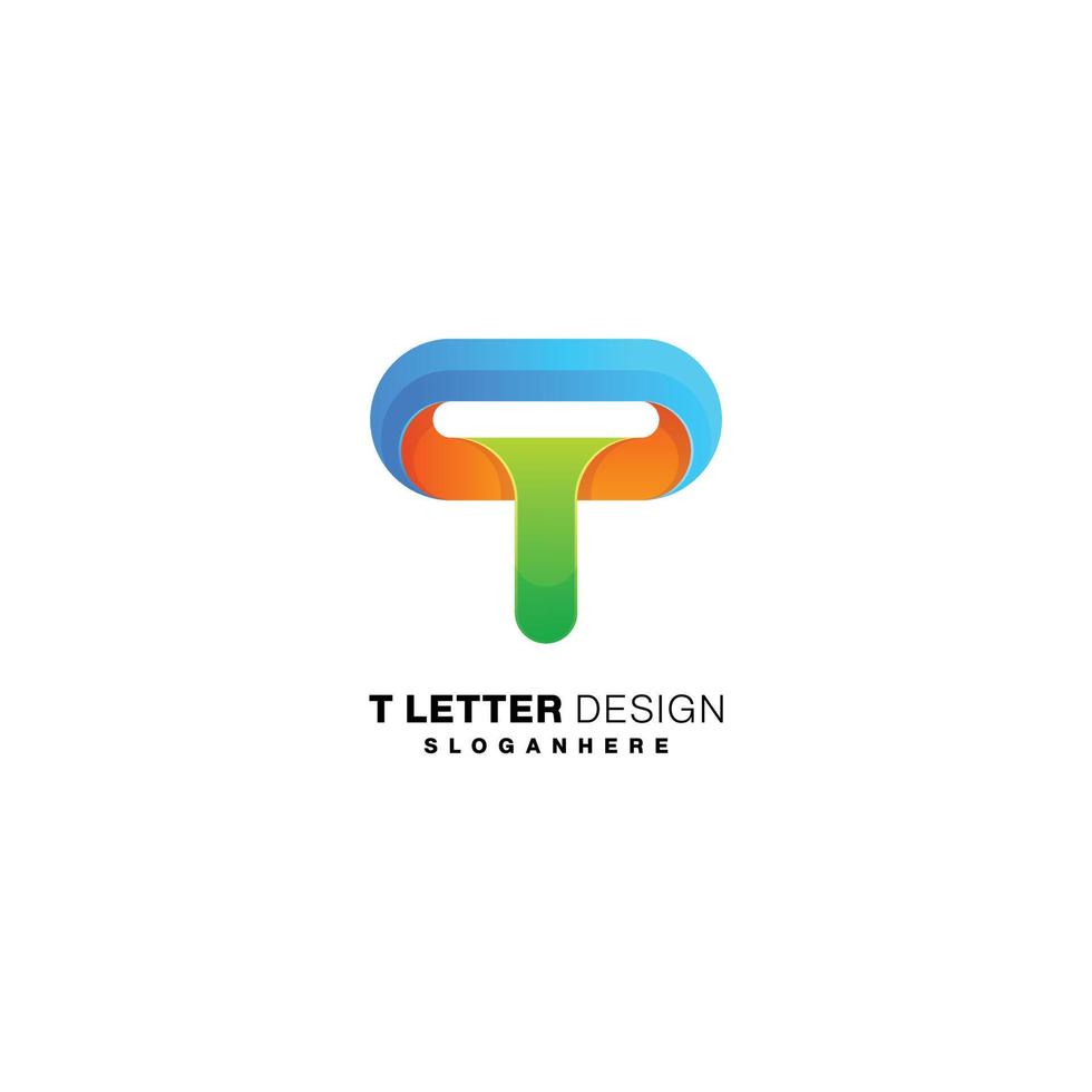 letter t with paint brush logo combination design colorful vector