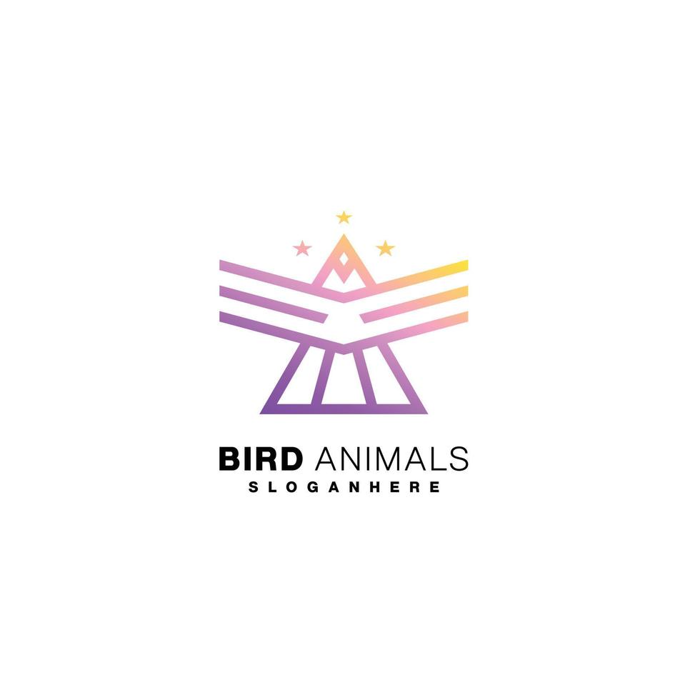 bird animal logo line art design elegant color vector